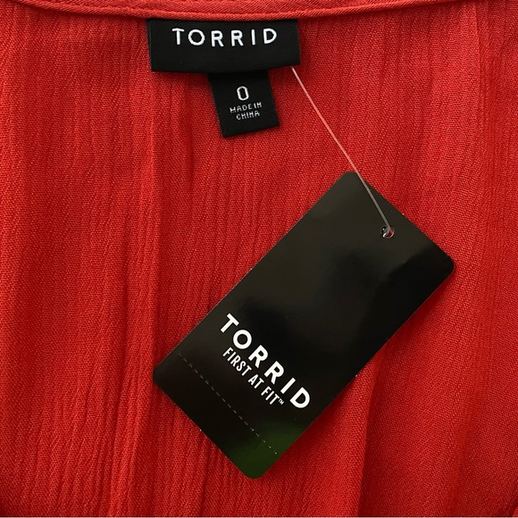 119. TORRID Dress - Red Crinkle Gauze - Picture 3 of 8